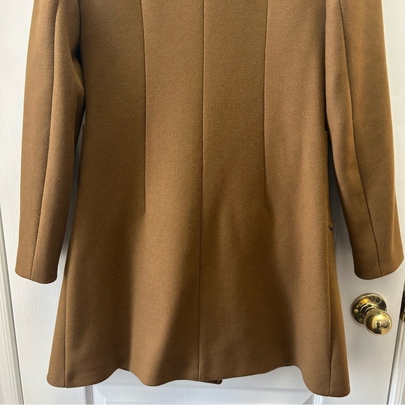 Zara Women's Coat Wool Blend Double-Breasted Tailored Toffee Brown Small NWT - Picture 11 of 14